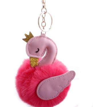 Imagem de Chaveiro Pompom Cisne Coroa Decoração/pingente - oem, Rosa