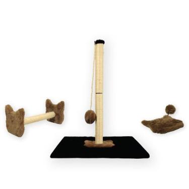Imagem de Arranhador Para Gatos Sisal Poste G com Bola Pelúcia Brinquedo Cara de