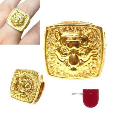 Imagem de Anel Masculino Banhado A Ouro Tigre Ajustável - Pjk store