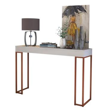 Imagem de Aparador Sala 90cm Pés De Ferro Cor Cobre Moderno Sem Gaveta (OFF/COBR