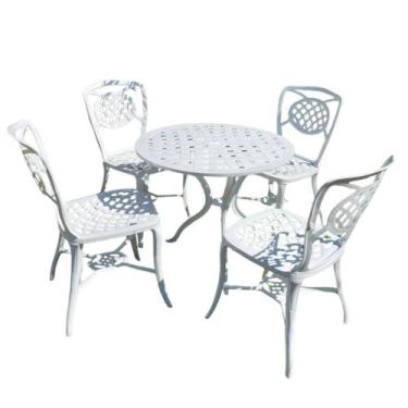Imagem de Jogo de Mesa Conjunto de Jardim Varanda 4 Cadeiras Alumínio - Nossa Ka