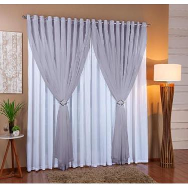 Imagem de Cortina Voil Com Forro Microfibra Sala E Quarto 4,00 x 2,30 - Várias C