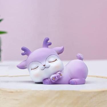 Imagem de Ykybhx Estatuetas de cervo fofas artesanato topos de bolo de veado mini estatuetas de veado brinquedos fulvo quarto de carro decoração de boneca decoração de bolo de veado da sorte ornamentos de festa