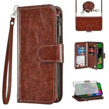 Imagem de Asuwish Capa de celular para LG G8 ThinQ carteira com protetor de tela alça transversal flip zíper suporte para cartão de crédito TPU slot suporte LGG8 Thin Q G 8 LG8 G8thinq LGG8thinq 8G mulheres