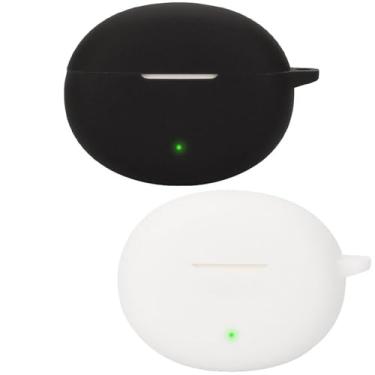 Imagem de Accdeny Capa de fone de ouvido compatível com oneplus nord Buds 3 Pro, [suporta carregamento sem fio] [capa protetora à prova de choque] capa de silicone para fone de ouvido (preto-branco)