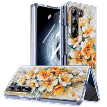 Imagem de MIDIIUGCT Capa magnética para Galaxy Z Fold5, círculo magnético integrado e carregamento sem fio, capa à prova de choque de grau militar para Z Fold 5 [pintura a óleo Catharanthus] MUS-CXDZ-03-25