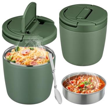 Imagem de wiwens Recipientes térmicos de almoço de 1,134 g para adultos para sopa, pote de comida quente, boca larga, à prova de vazamento, à prova de vazamento, caixa térmica bentô de aço inoxidável com tampa