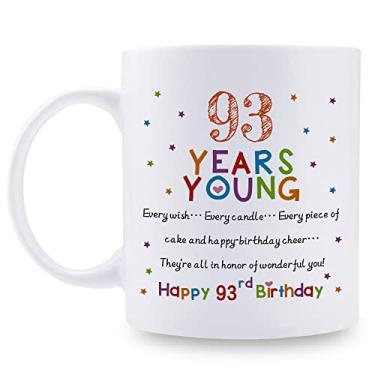 Imagem de aiyaya Presentes de aniversário de 93 anos para mulheres e homens - Caneca de aniversário de 93 anos - Presentes de aniversário de 93 anos para avó, avô, mãe, pai, amigo, irmã, irmão, tio, tio, tio,