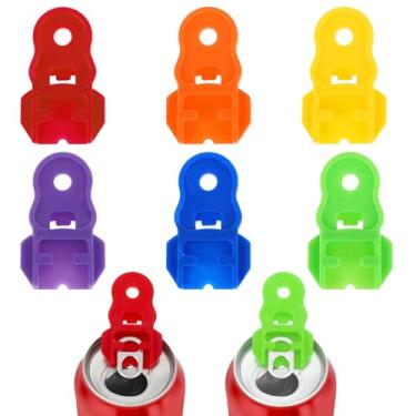 Imagem de 6 peças abridor de lata de coca-cola, abridor de abas de lata de refrigerante, capa colorida, protetor de plástico para bebidas e protetor de refrigerante, portátil, manual, fácil abridor de latas, à