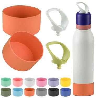 Imagem de 4 peças de bota de silicone para garrafa de água Owala FreeSip Twist 680 g, proteção inferior antiderrapante para Owala FreeSip Twist (2 + 2 laranjas)