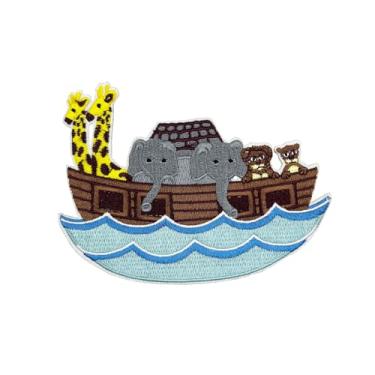 Imagem de 12,4 cm Arca de Noé Bíblia Escolar Escritura Bordado Ferro em Patch, Crachá Cristão