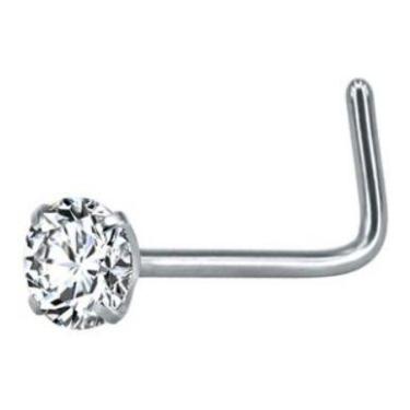 Imagem de Piercing Nariz Nostril Pedra Zirconia 2 Mm Pt De Luz Haste L - De Cast