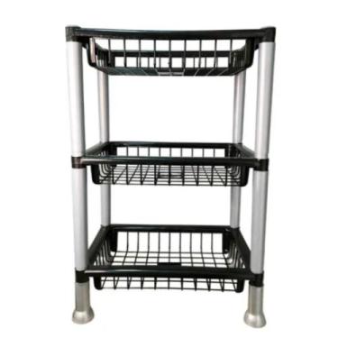 Imagem de Fruteira Cesto Organizador Retangular 3 Andares Empilháveis - Plasnort