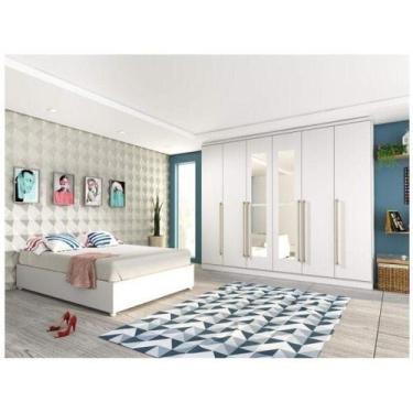 Imagem de Quarto de Casal Completo com Cama e Guarda-Roupa com Espelho Espresso 