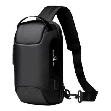 Imagem de Mochila Bolsa Transversal Masculina Impermeável Antifurto - GN, Preto
