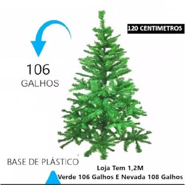 Imagem de Árvore De Natal 1,20M Tradicional Verde 106 Galhos ou Nevada 108 Galhos Apoio de Plástico (Verde)