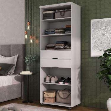 Imagem de Armário Multiuso 2 Gavetas com Prateleiras 1340 Branco - Móveis Ilan