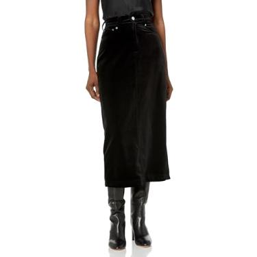 Imagem de [BLANKNYC] Saia feminina de veludo midi com fenda traseira, Last Dance, 30-31