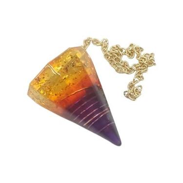 Imagem de Orgonite Pêndulo Ametista com Folha de Ouro - Saint Germain - Master C