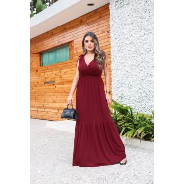 Imagem de Vestido Longo Decote Transpassado Franzido na Manga - luh may, Onça, P
