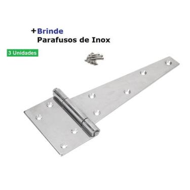Imagem de Kit 3 unidades Dobradiça Inox Leme triangulo Reforçada 100x200 mm Port