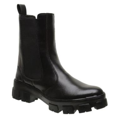 Imagem de Bota Coturno Cano Médio Moderno Solado Tratorado Gmm Shoes, Preto fosc