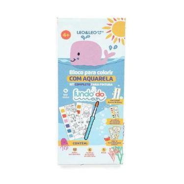 Imagem de Bloco de Colorir Com Aquarela  Hello Kitty  Dino  Fundo do Mar 12 Dese