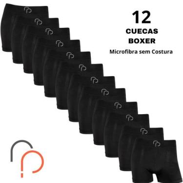 Imagem de Kit 12 Cueca Box Boxer Masculina RP Basic Microfibra Elastano Adulto L
