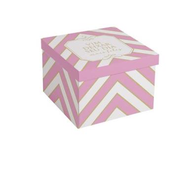 Imagem de Caixa Surpresa para Doces Lembrancinha Padrão Chevron Rosa (listras lo