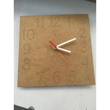 Imagem de Relógio Mdf Cru Quadrado Sala Quarto Escritório 25cm - AGV Criações