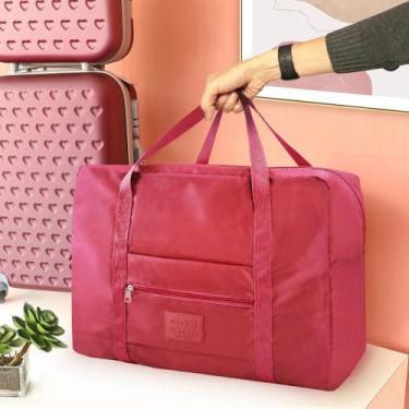 Imagem de Bolsa de Viagem Dobrável Retangular Estampa Lisa Jacki Design, Vinho