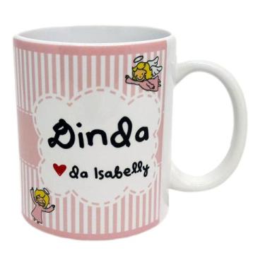 Imagem de Caneca Branca Personalizada Dinda Madrinha de Batizado - GMH Prod. Ser