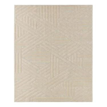 Imagem de Tapete Sala Alto Relevo Realce Trama Bege Areia 150x200 cm 1,5x2m - Ta