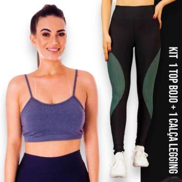 Imagem de Conjunto Top fitness ALÇA FINA bojo Feminino + Calça LEG LEGGING REDIN