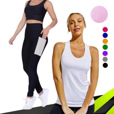 Imagem de Camiseta REGATA DRY FIT Tecido Furadinho + CALÇA leg LEGGING BOLSOS Co