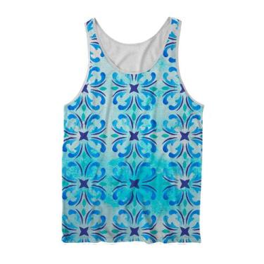 Imagem de Regata Masculina Blusa Estampada Trevo Azulado Sem Mangas - W2 Store, 