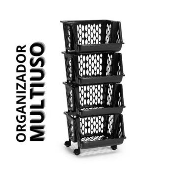 Imagem de Organizador Fruteira Desmontavel Com Rodinhas 3 e 4 Andares - Giotto, 
