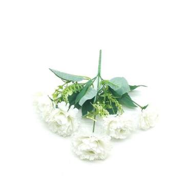 Imagem de Flor Peônia Artificial Buquê Com 5 Flores - NoBrand, Branco