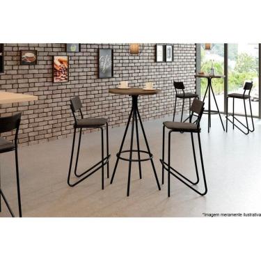 Imagem de Conjunto: Mesa de Cozinha 1575 Aço c/ Tampo Madeirado 60cm e 2 Banquetas 1747 Preto/Legno - Preto/ Grafite - Preto - Carraro
