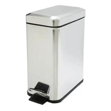 Imagem de Lixeira Retangular Com Pedal Slim Inox 5 Litros Inox - Sollux