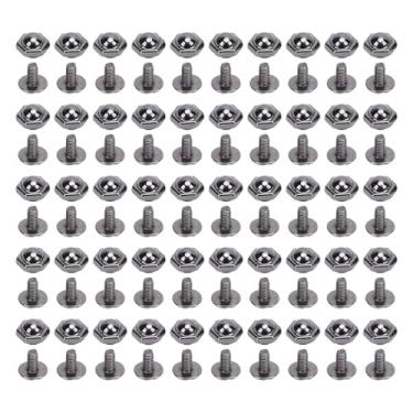 Imagem de 50 Rebites Sextavados da Forma Dos Pces, Parafusos do Entalhe Dos Rebites da Ligação da Liga de Zinco Rebites de Couro Pinos para a Bolsa da Bagagem do Chicote de Fios do Colar