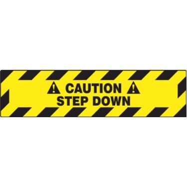 Imagem de Accuform PSR246 Slip-Gard Adesivo Vinil Step-Style Placa de Piso, Legend "Caution Step Down", 15 cm x 61 cm, Preto em Amarelo