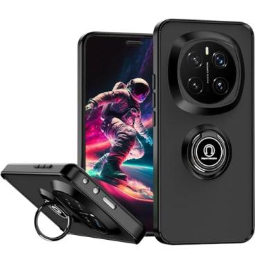 Imagem de Ysnzaq Capa para Honor Magic7 Pro, [Suporte magnético para carro] Capa protetora de telefone à prova de choque de grau militar com suporte de anel para Honor Magic7 Pro QY preta