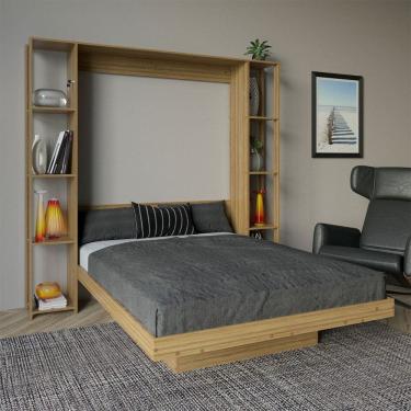 Imagem de Cama de Casal Articulada 8 Prateleiras 2 Nichos Amêndoa Cm8040 - Tecno Mobili