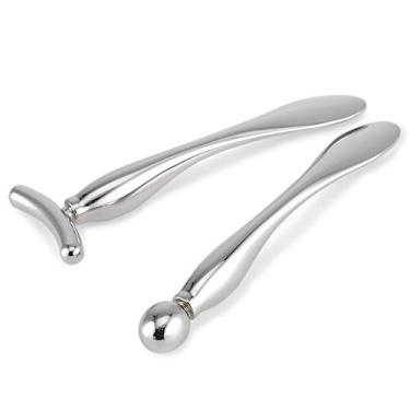 Imagem de LISAPACK 2 varinhas aplicadoras de creme para os olhos, ferramenta massageadora para massagem facial, reduz o inchaço (prata)