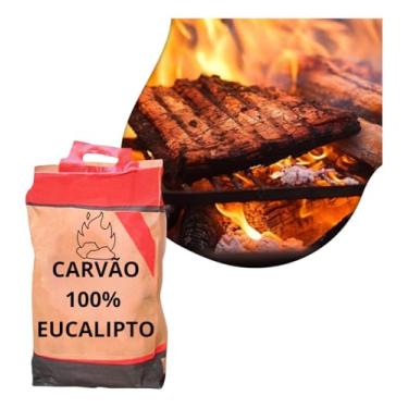 Imagem de Carvão Seco P/Churrasco Eucalipto Mantém Brasa Acessa 10Kg
