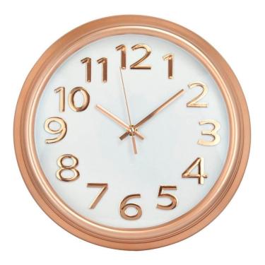 Imagem de Relógio De Parede Redondo Moderno Grande Rosê Gold  33cm
