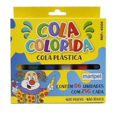 Imagem de Cola Colorida Estojo com 6 Cores, Maripel 4006, Multicor