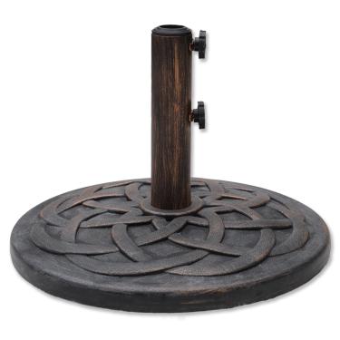 Imagem de Helios&Hestia Base de guarda-chuva externo de cimento embutido de plástico redondo resistente de 11,8 kg, suporte ponderado de concreto para guarda-sol de mesa de mercado de pátio, bronze