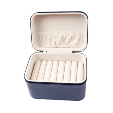 Imagem de UxicRuya Caixa de armazenamento de pulseira, porta-joias, organizador multifuncional de pulseira de couro pu para loja de varejo, Azul, 16x11.5x11cm